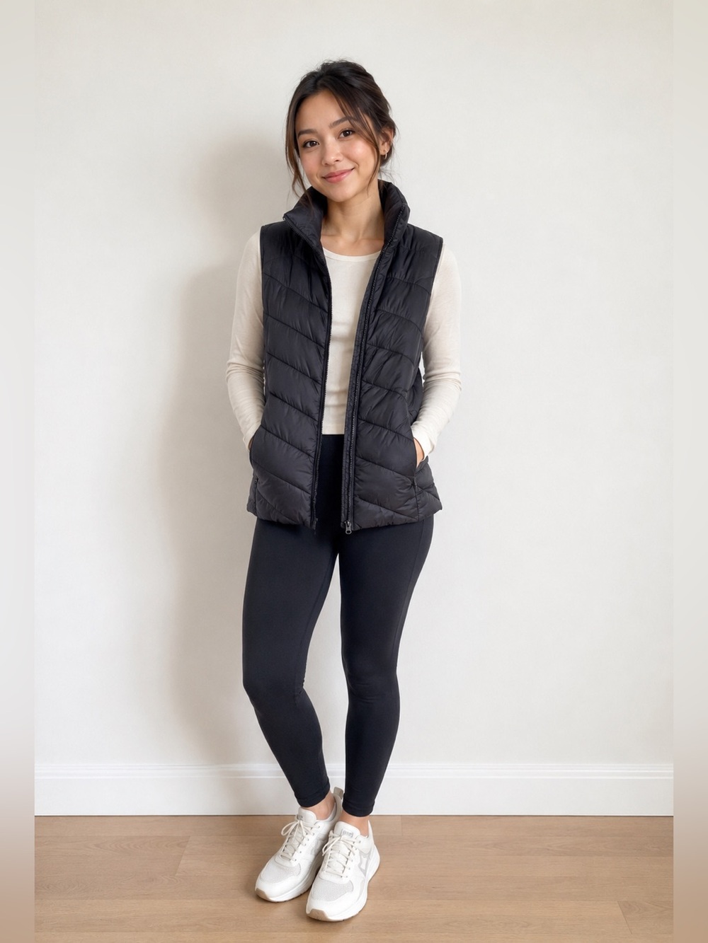 Nicole Miller Women's Asymmetrical Full Zip Quilted Puffer Vest